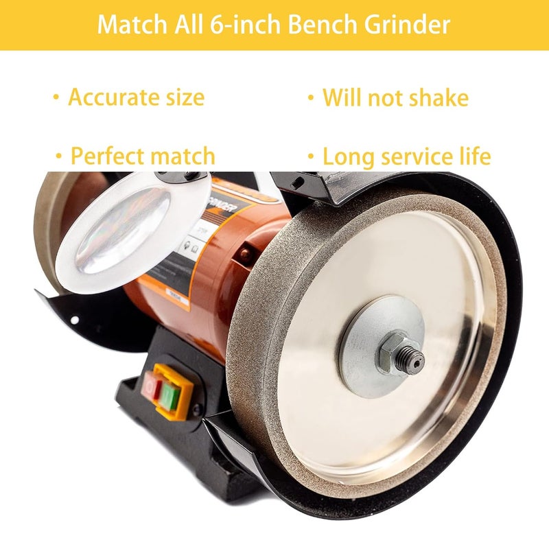 moresuperhard CBN Grinding Wheel 6 inch 600 Grit,1/2" Bore,1" Wide,for All Kinds of 6 inch Bench Grinders,for Sharpening High Speed Steel Tools WoodTurining Tools(600 Grit) - Image 5